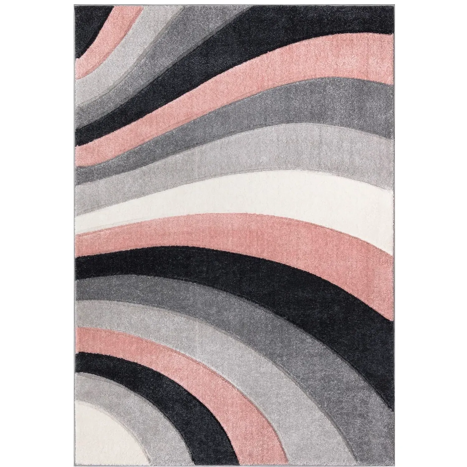 Curved Stripe Rug - Pink