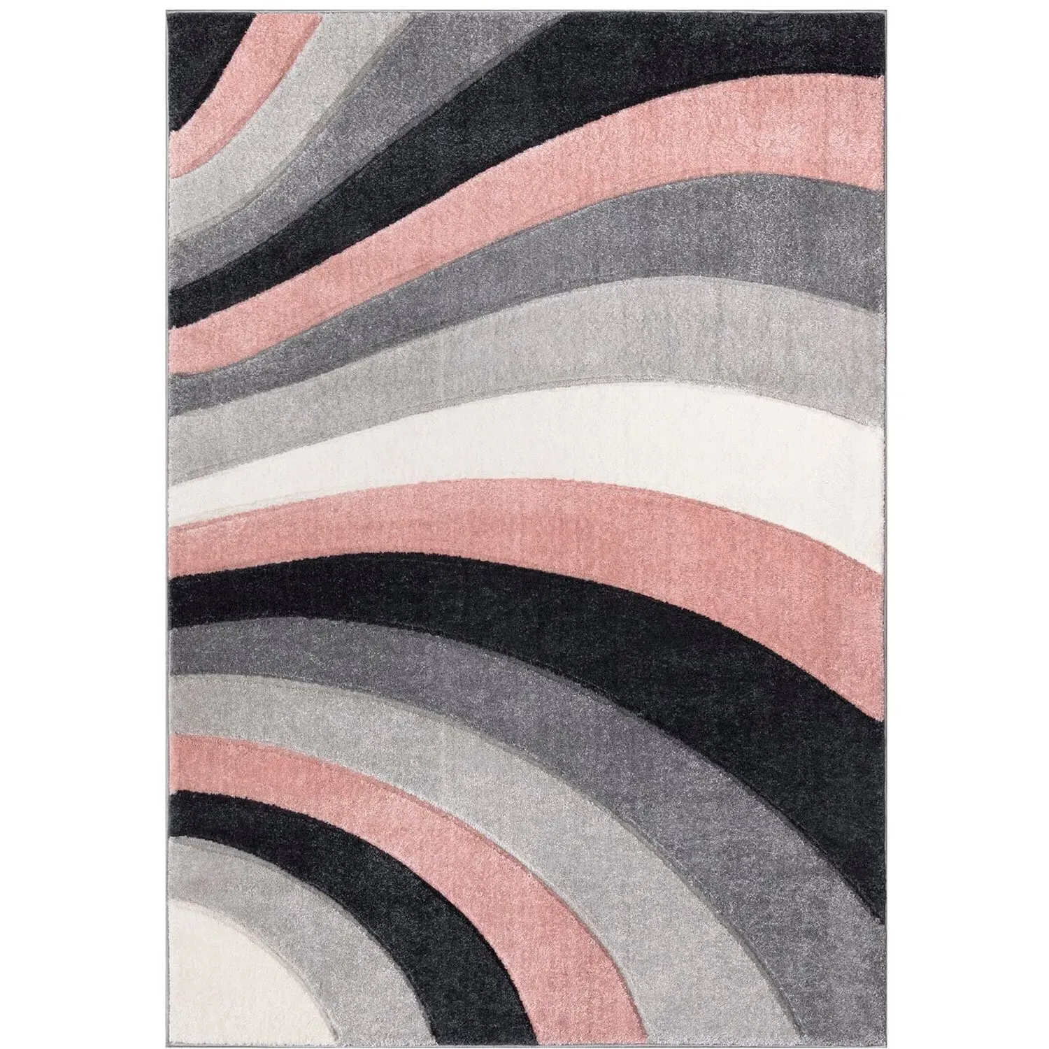 Curved Stripe Rug - Pink