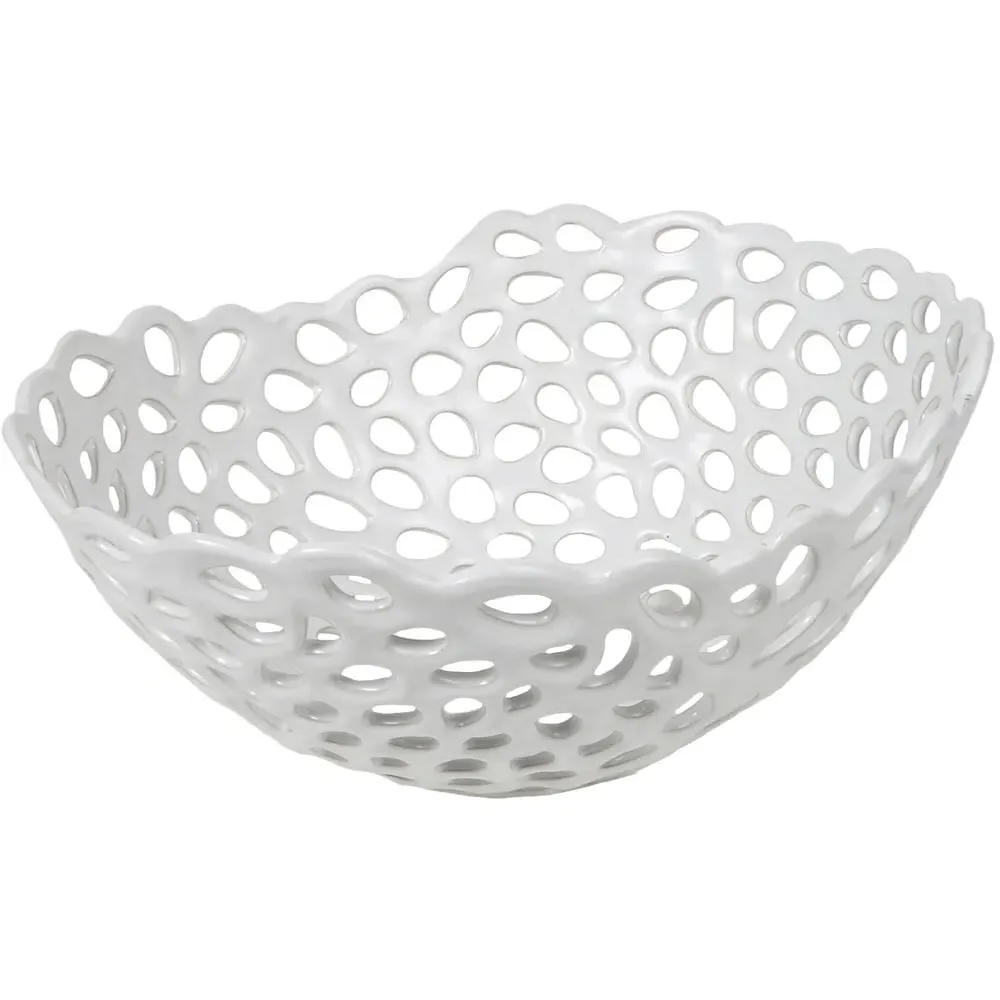 Cut-Out Ceramic Bowl - White