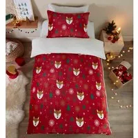 Cute Reindeer Fleece Duvet Cover and Pillowcase Set