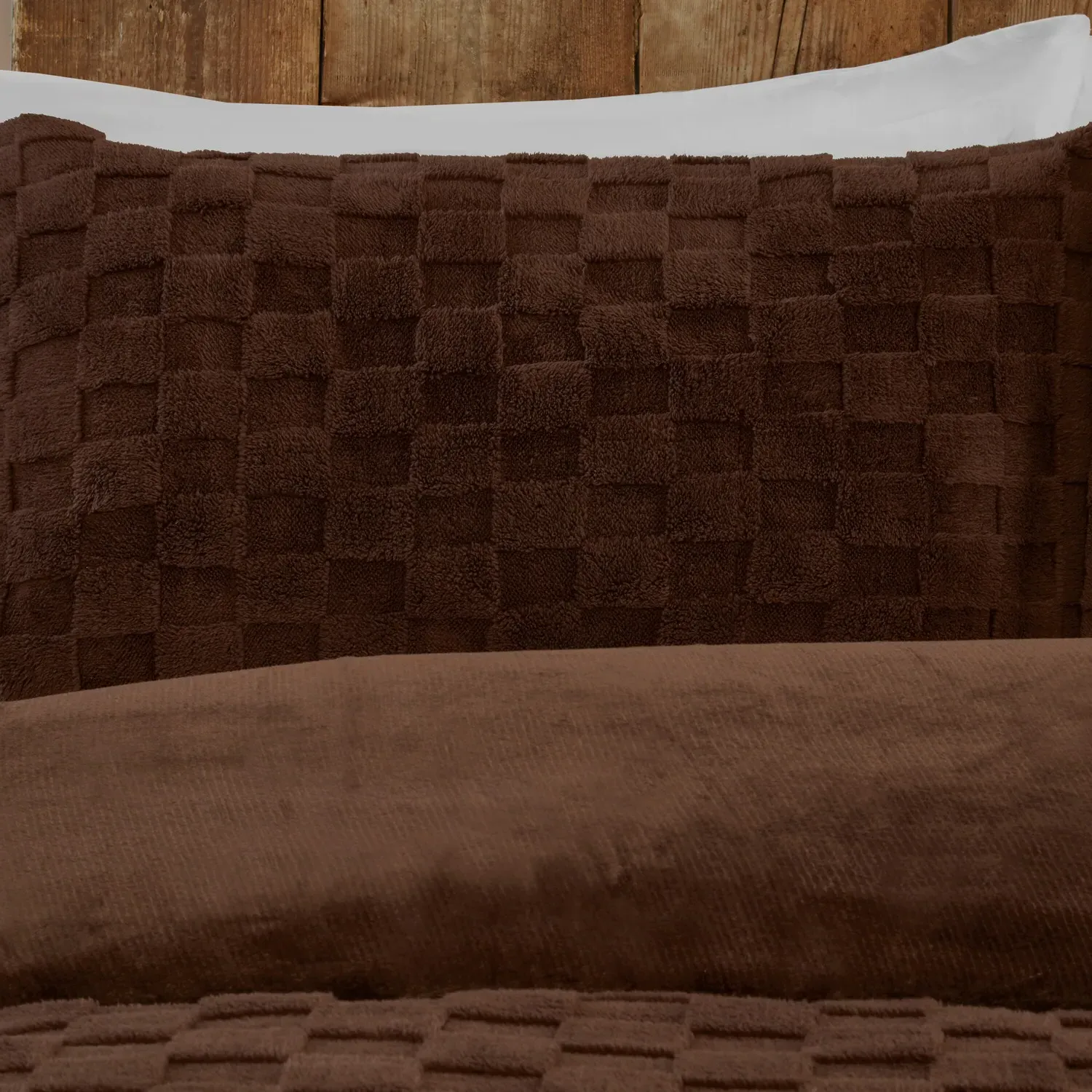 Dakota Checkerboard Double Duvet Set - Mocha, Fleece
