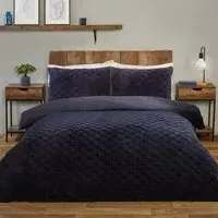 Dakota Checkerboard Double Duvet Set - Navy, Fleece