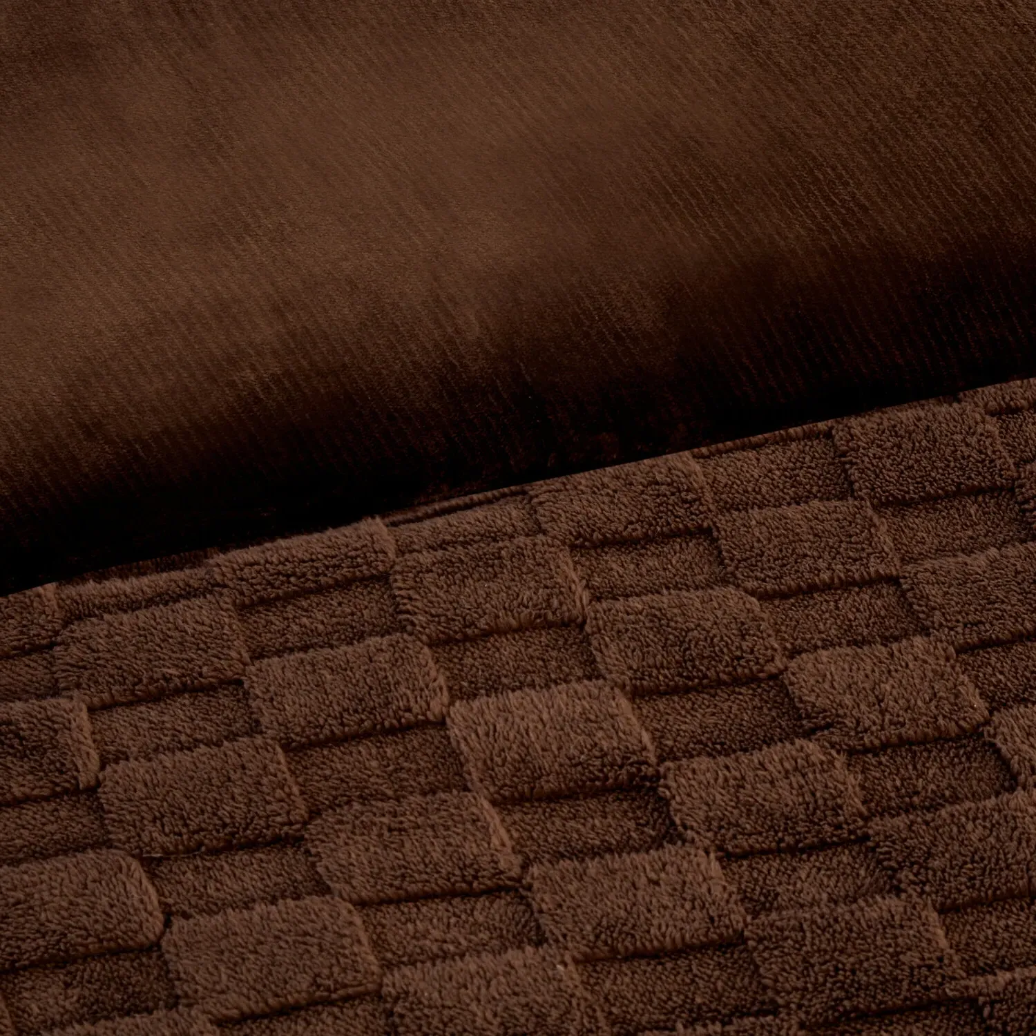 Dakota Checkerboard King Duvet Set - Mocha, Fleece