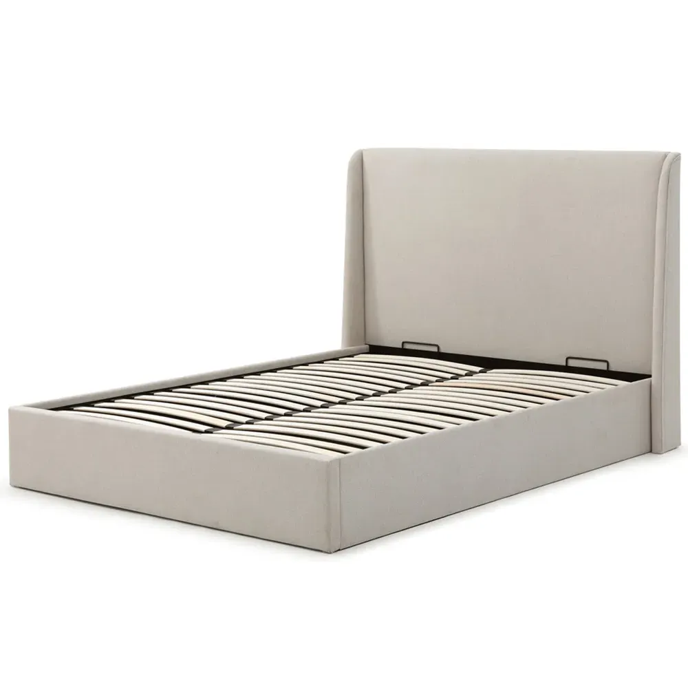 Daphne Double Ottoman Bed with Storage - Grey, Herringbone