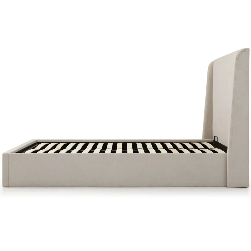 Daphne Double Ottoman Bed with Storage - Grey, Herringbone