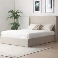 Daphne Double Ottoman Bed with Storage - Grey, Herringbone