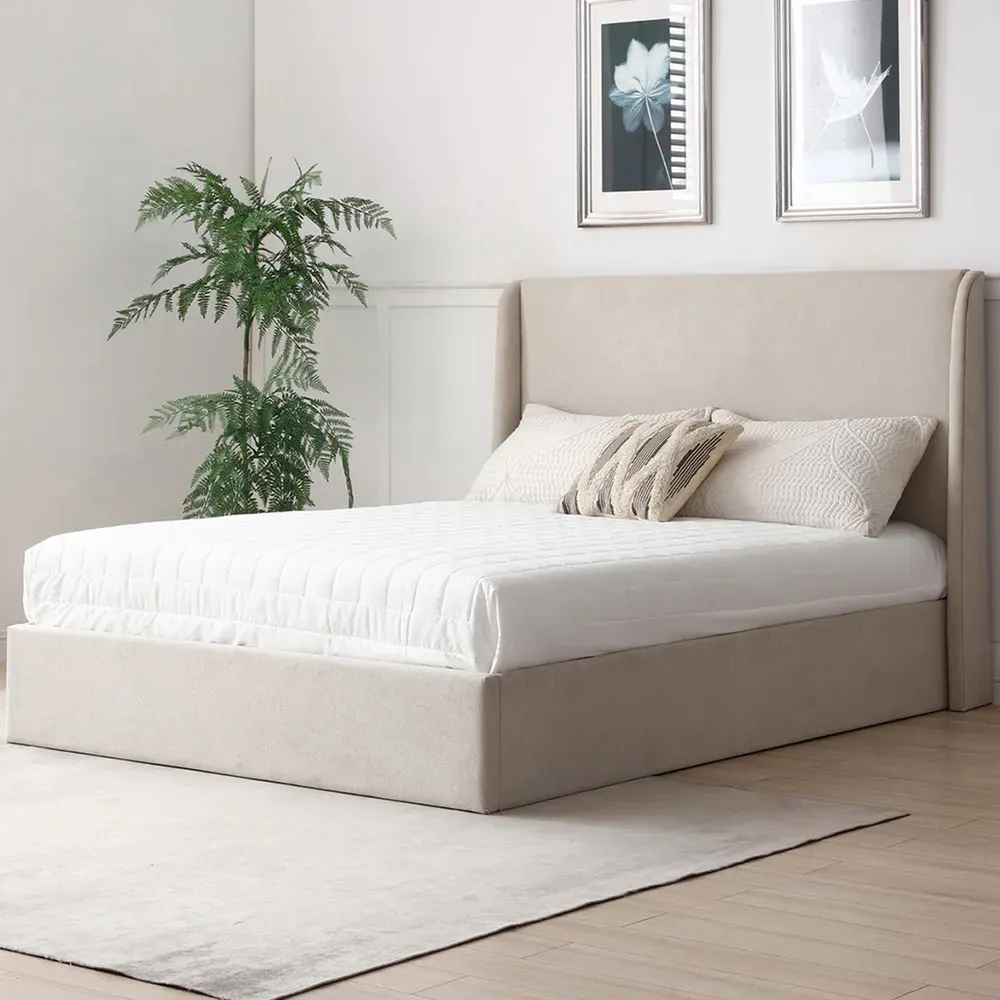 Daphne Double Ottoman Bed with Storage - Grey, Herringbone image