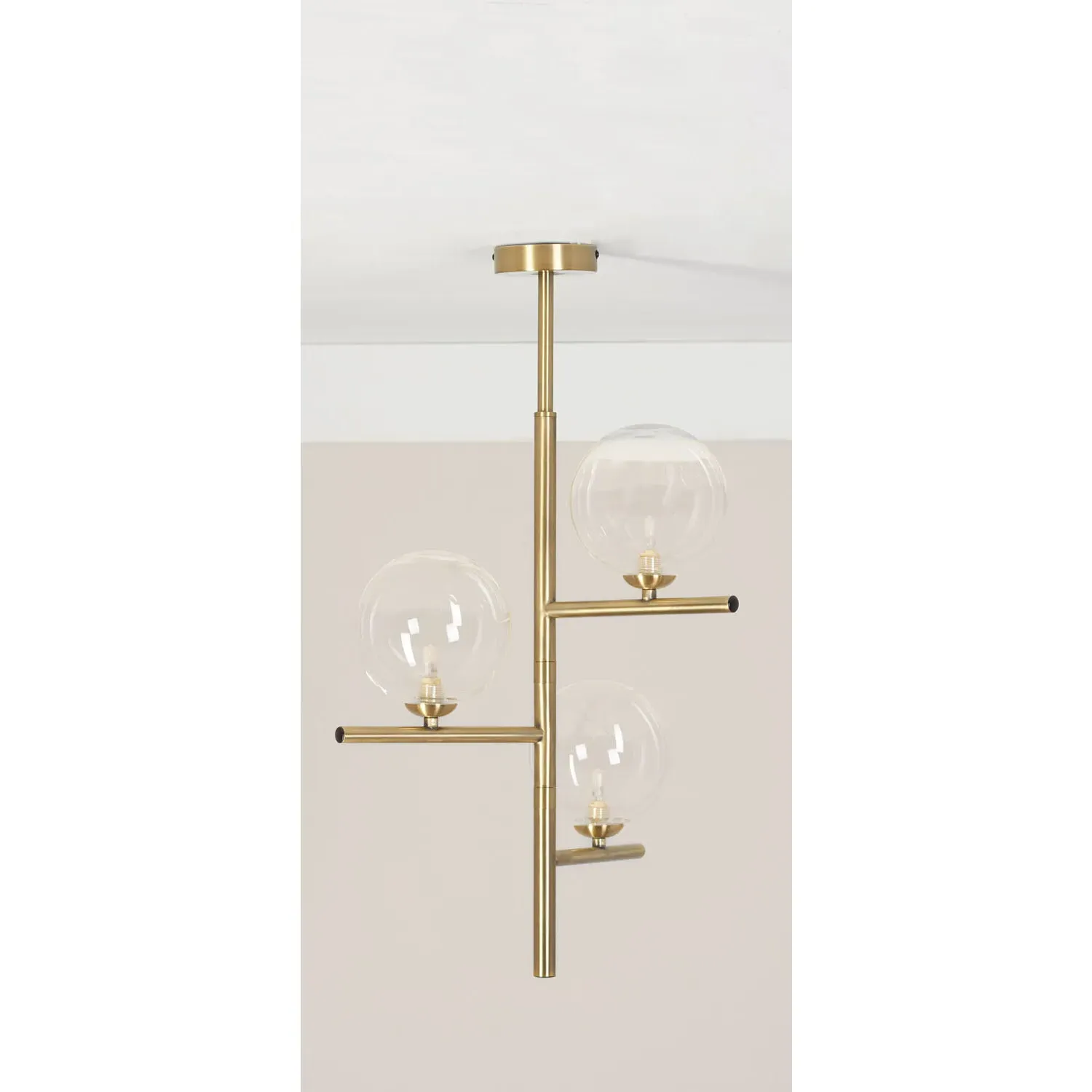 Darcie 3 Light Ceiling Fitting - Gold, Glass