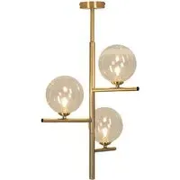 Darcie 3 Light Ceiling Fitting - Gold, Glass