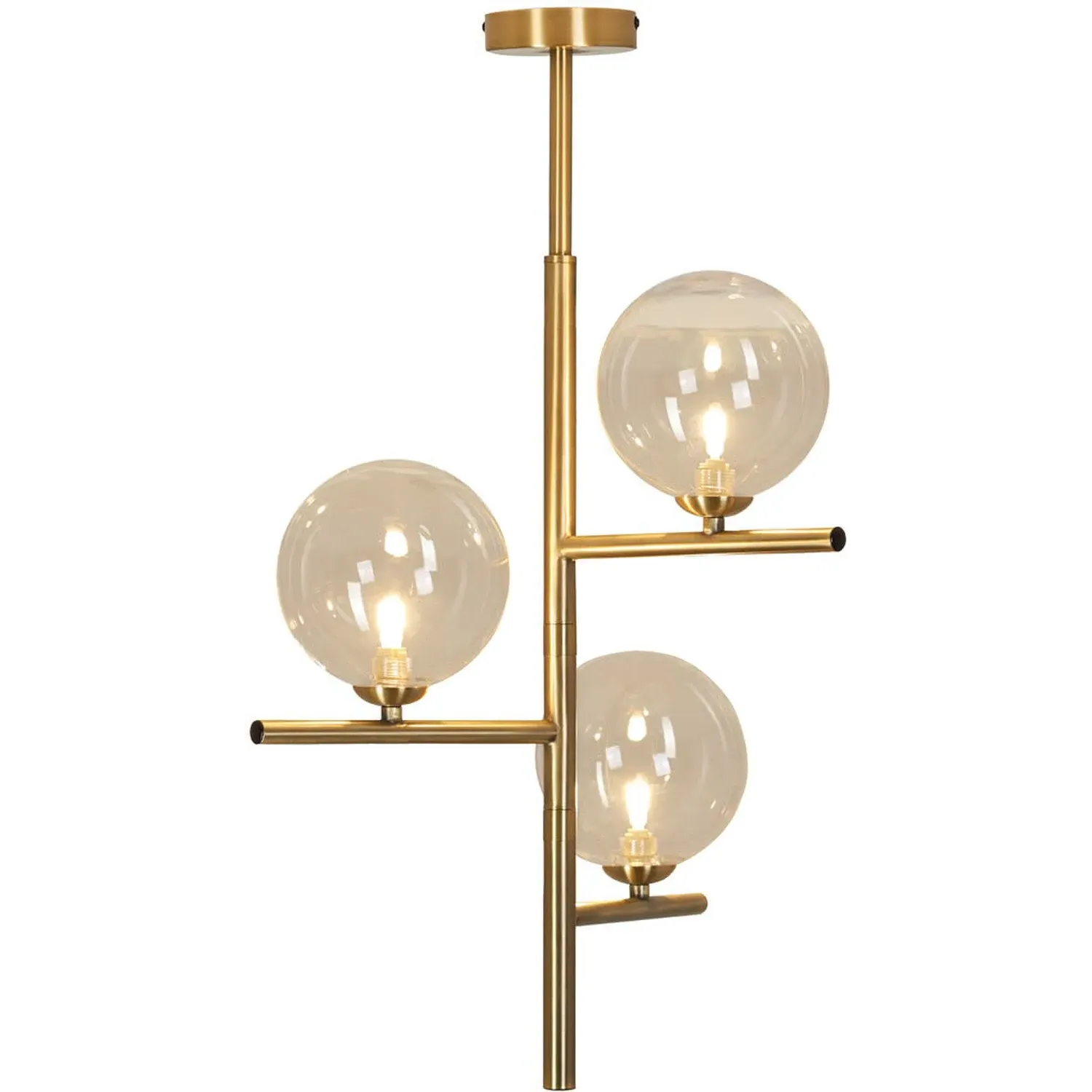 Darcie 3 Light Ceiling Fitting - Gold, Glass