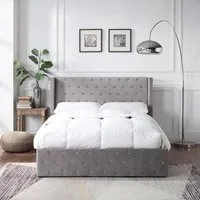 Darcy King Size Ottoman Bed with Storage - Grey, Velvet
