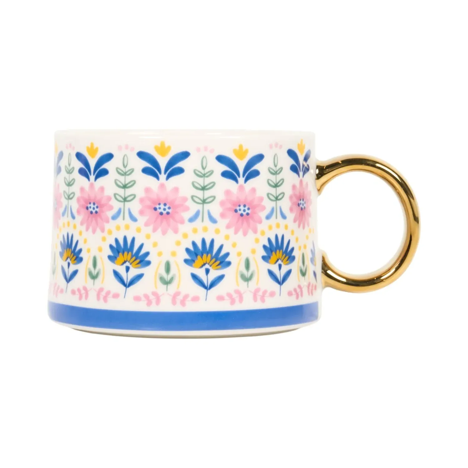 Decal Mug with Metallic Handle - Floral Design