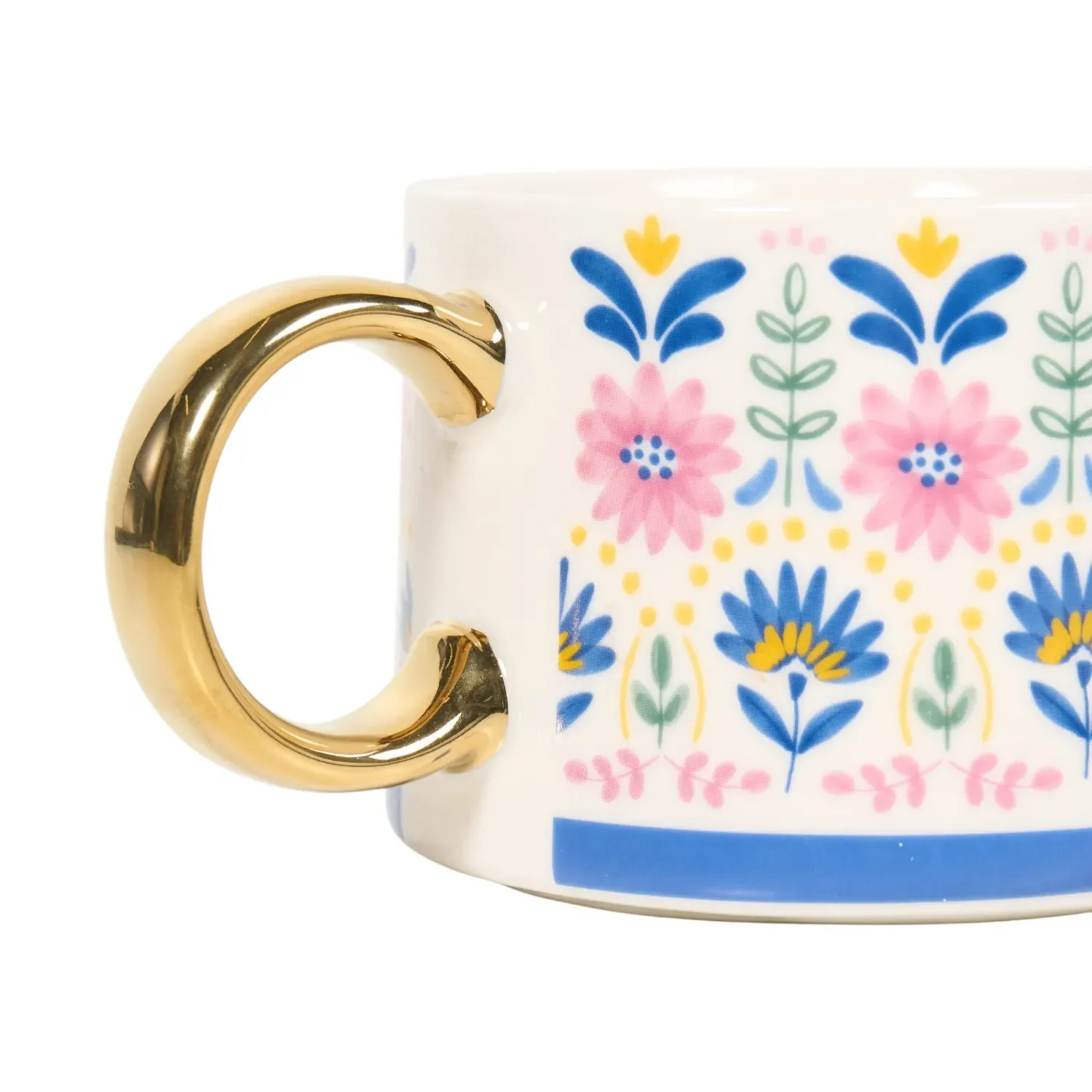 Decal Mug with Metallic Handle - Floral Design