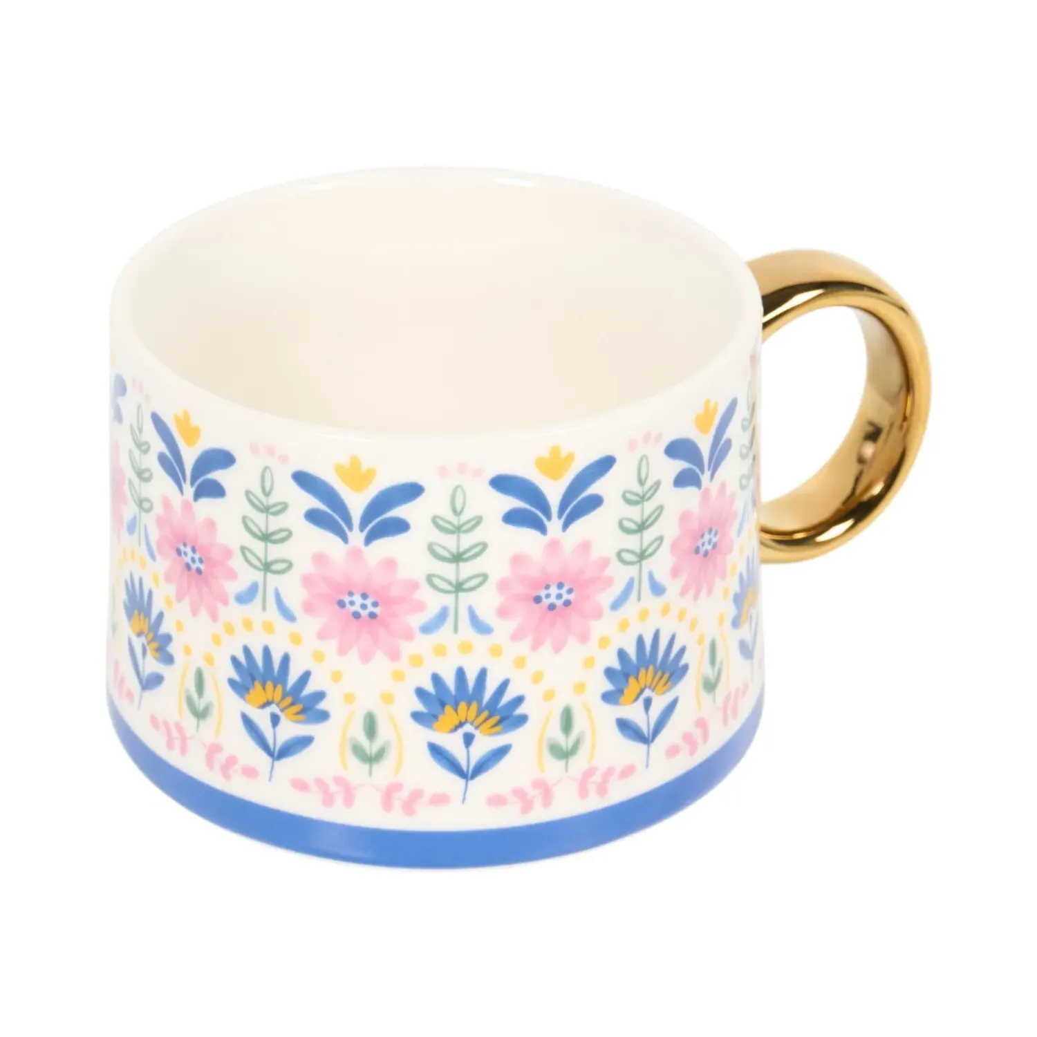 Decal Mug with Metallic Handle - Floral Design