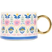 Decal Mug with Metallic Handle - Floral Design