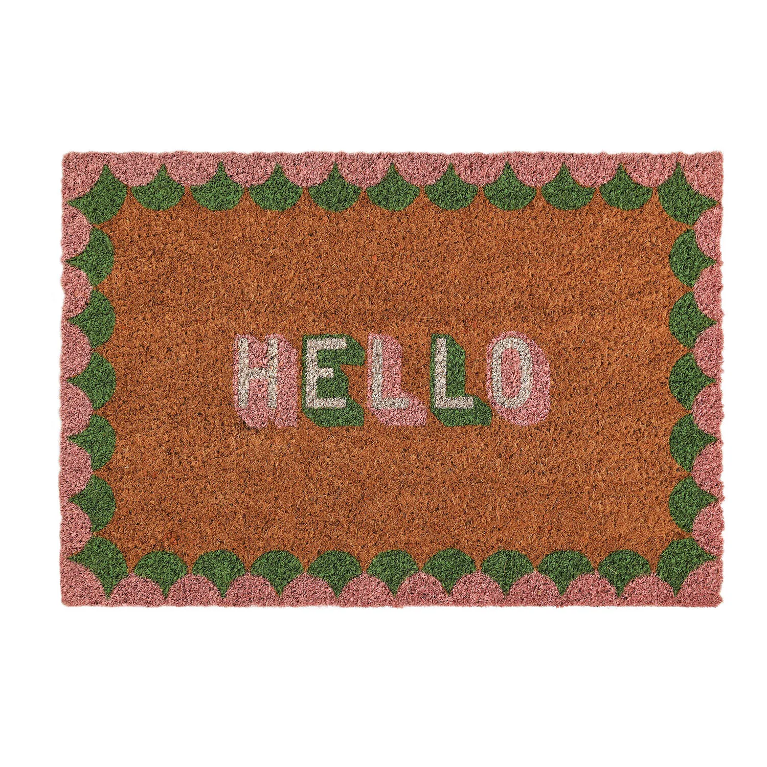 Decorative Printed Coir Door Mat - Brown