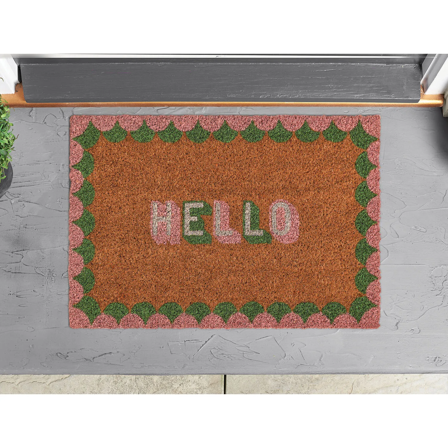 Decorative Printed Coir Door Mat - Brown