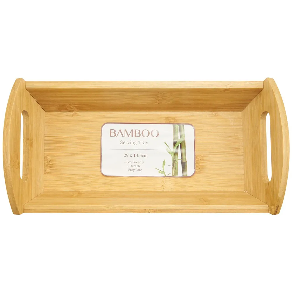 Deep Serving Tray with Handles - Natural, Bamboo
