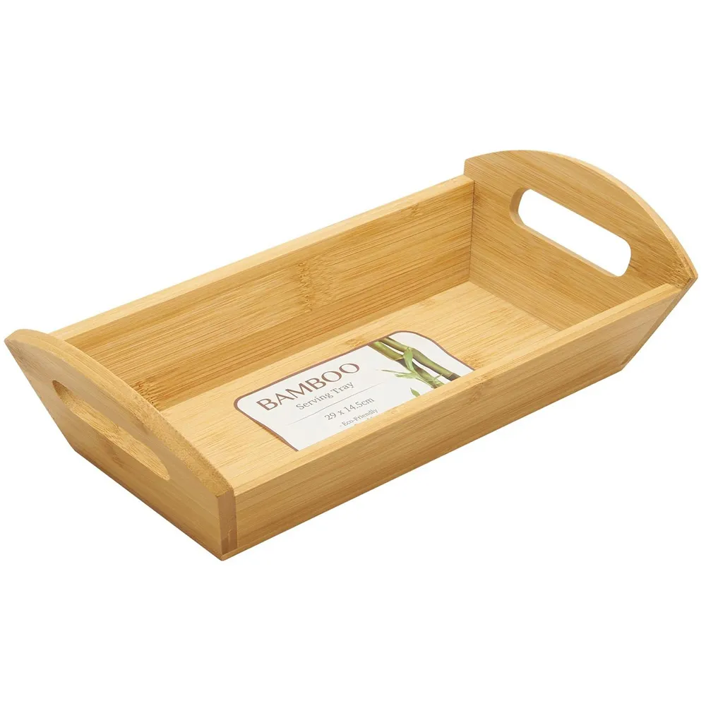 Deep Serving Tray with Handles - Natural, Bamboo