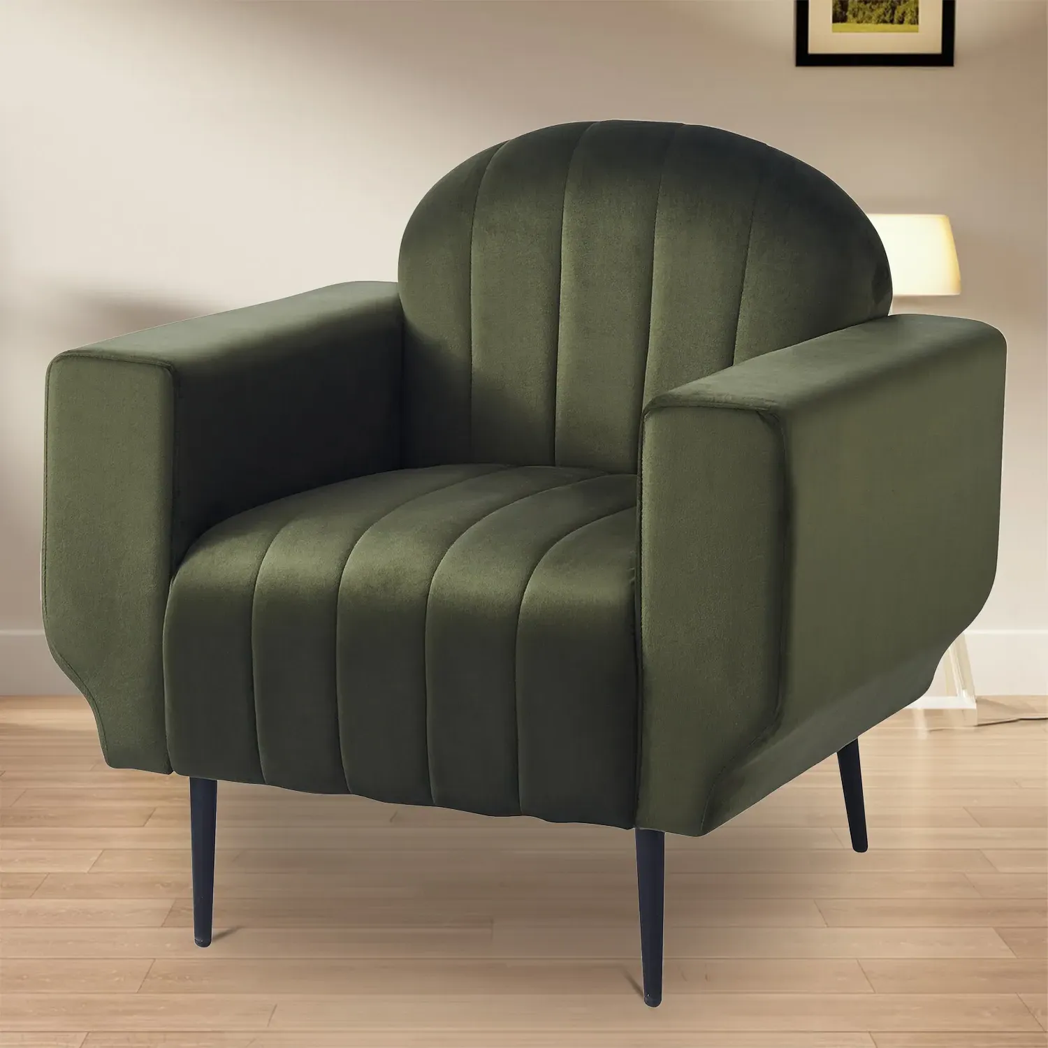 Delia Accent Chair - Green, Velvet image
