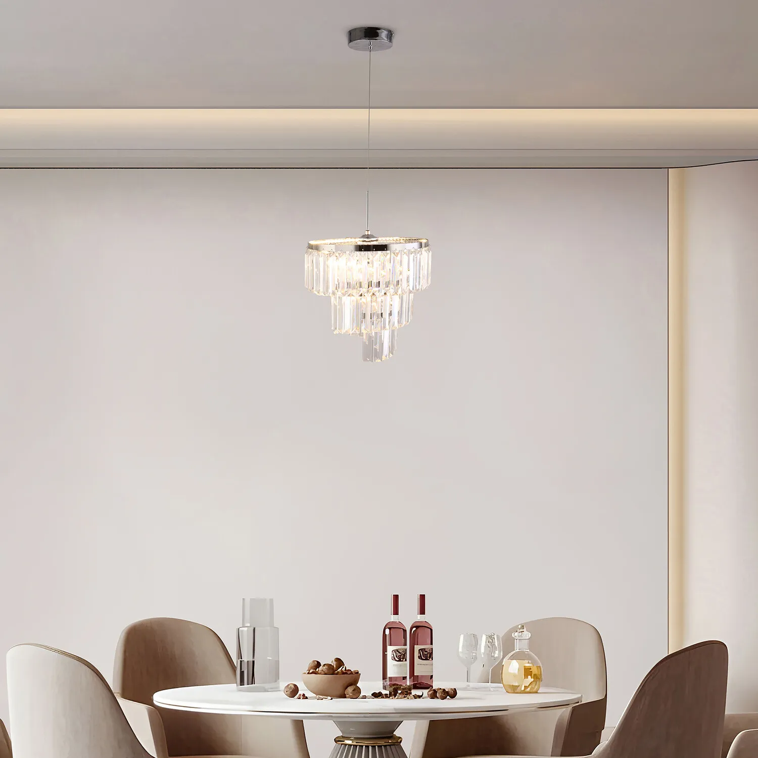 Delta Ceiling Fitting with Cascading Pendants