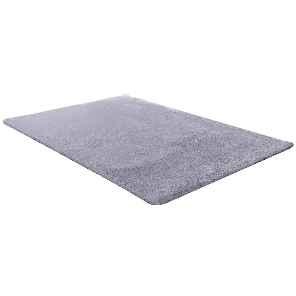 Deluxe 120cm Shaggy Rug - Silver image