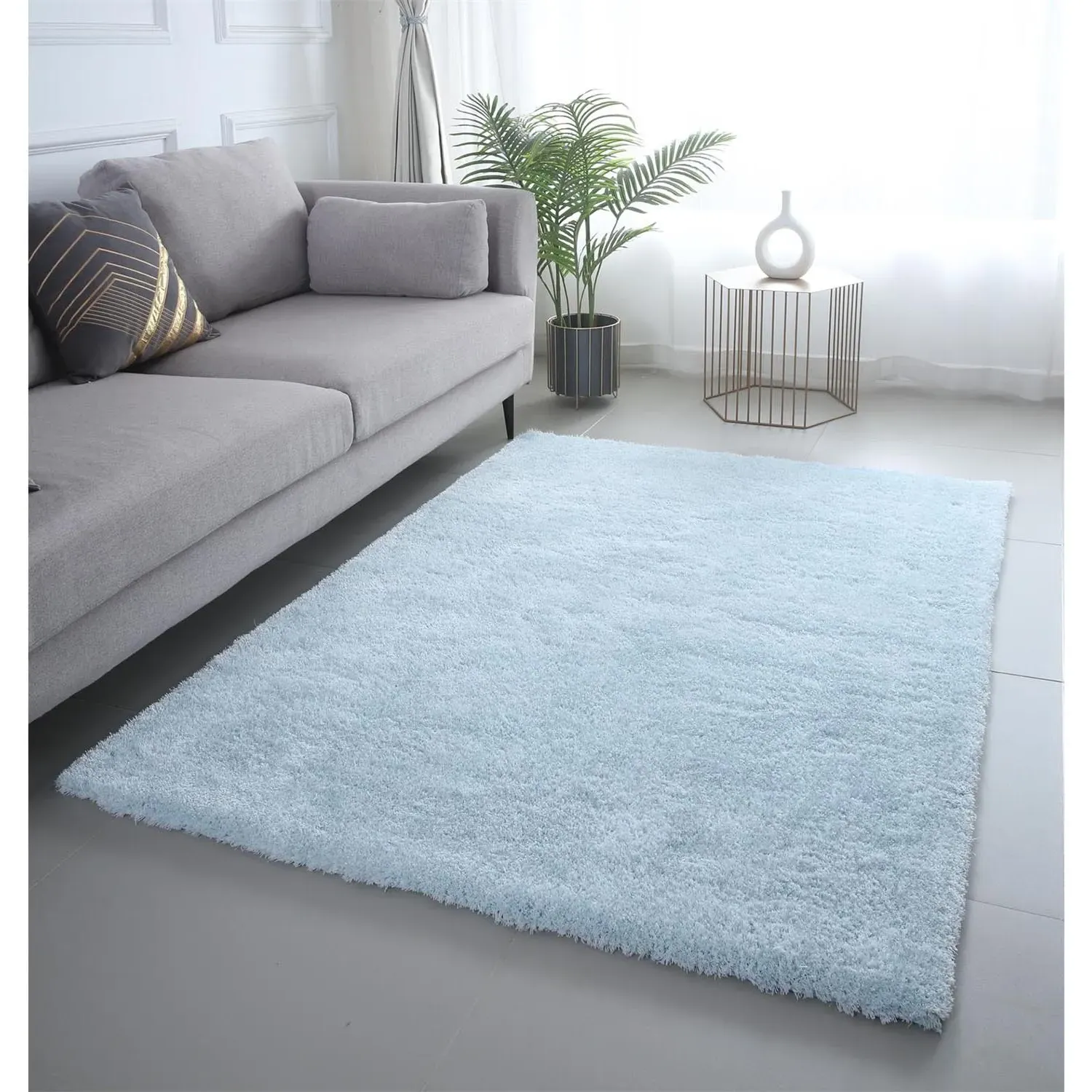 Deluxe Shaggy Rug 120x170cm - Mist Blue