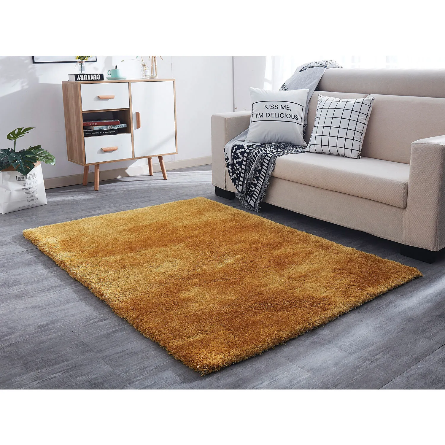 Deluxe Shaggy Rug 150x90cm - Ochre