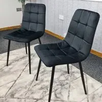 Denver Set of 2 Dining Chairs - Black, Velvet