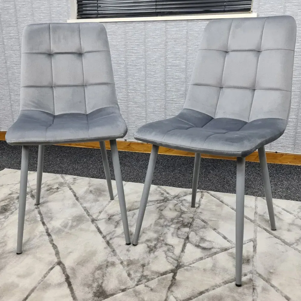 Denver Set of 2 Dining Chairs - Grey, Velvet image