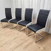 Denver Set of 4 Dining Chairs - Black, Leather