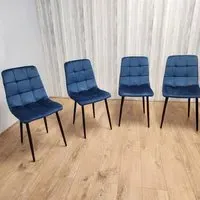 Denver Set of 4 Dining Chairs - Blue, Velvet