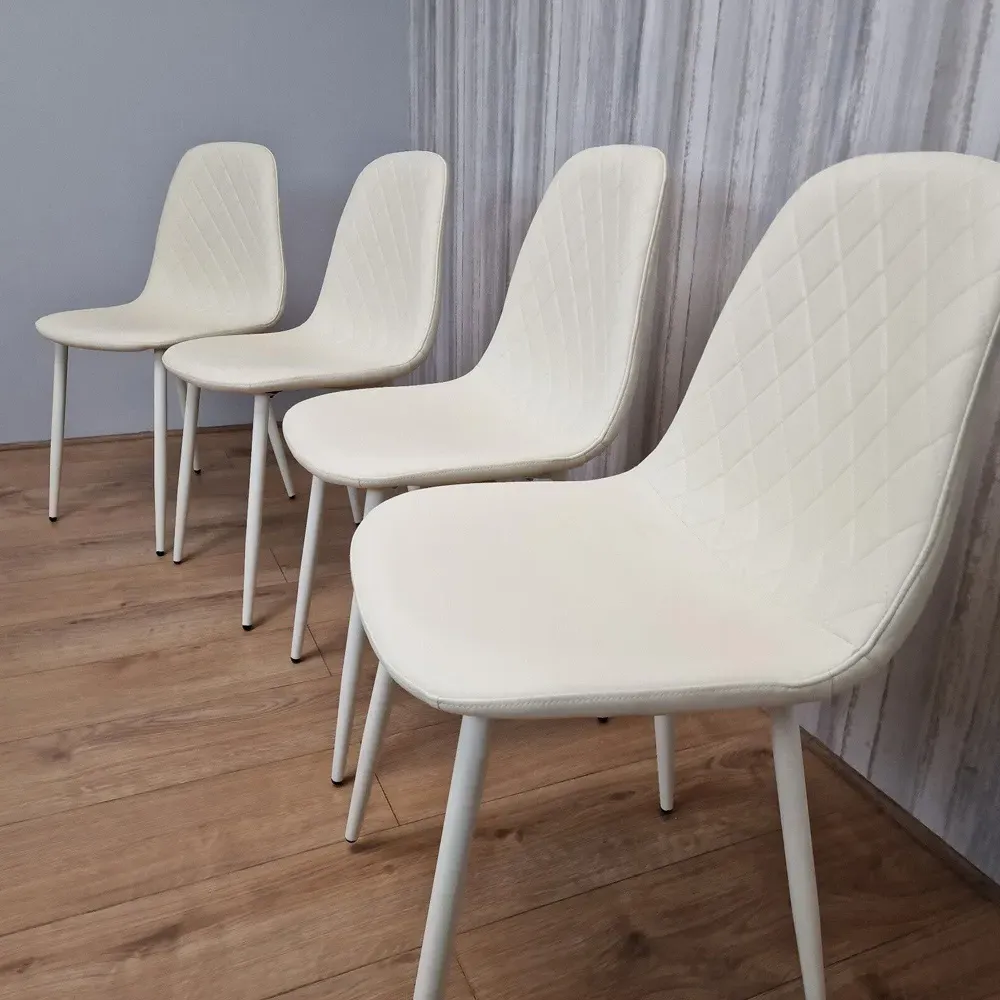 Denver Set of 4 Dining Chairs - Cream, Leather