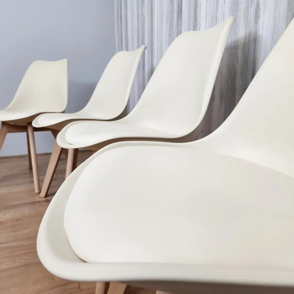 Denver Set of 4 Dining Chairs - Cream, Leather