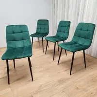 Denver Set of 4 Dining Chairs - Green, Velvet