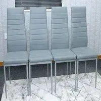Denver Set of 4 Dining Chairs - Grey, Faux Leather