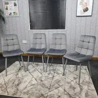 Denver Set of 4 Dining Chairs - Grey, Velvet