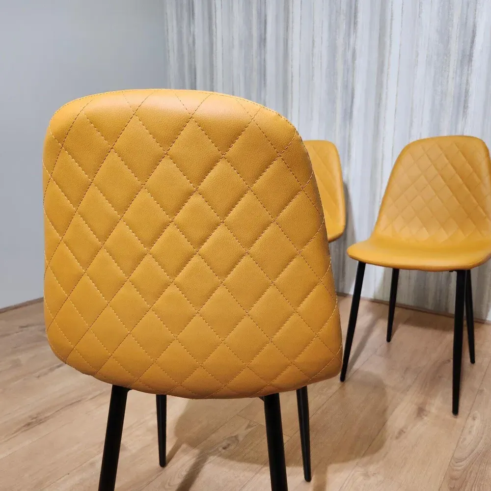 Denver Set of 4 Dining Chairs - Mustard, Leather