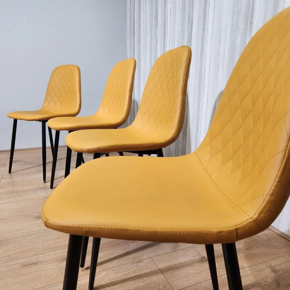 Denver Set of 4 Dining Chairs - Mustard, Leather