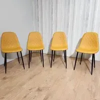 Denver Set of 4 Dining Chairs - Mustard, Leather