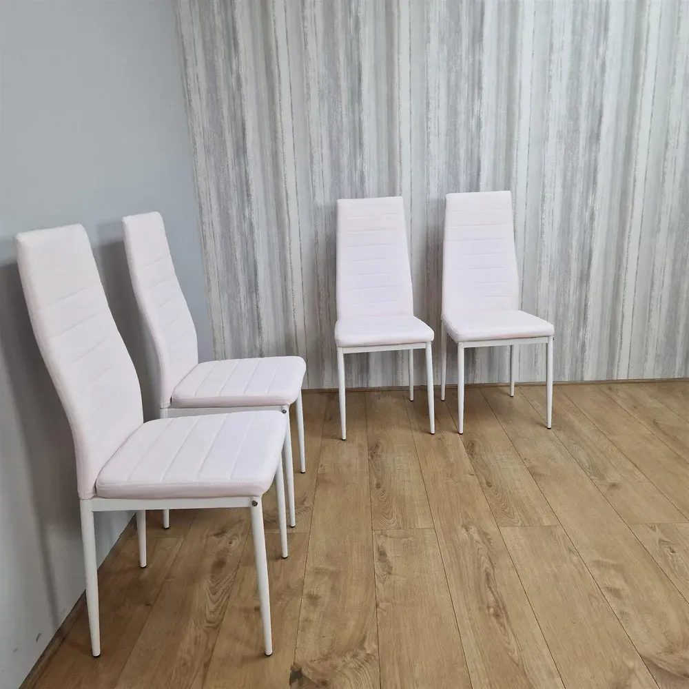 Denver Set of 4 Dining Chairs - Pink, Faux Leather