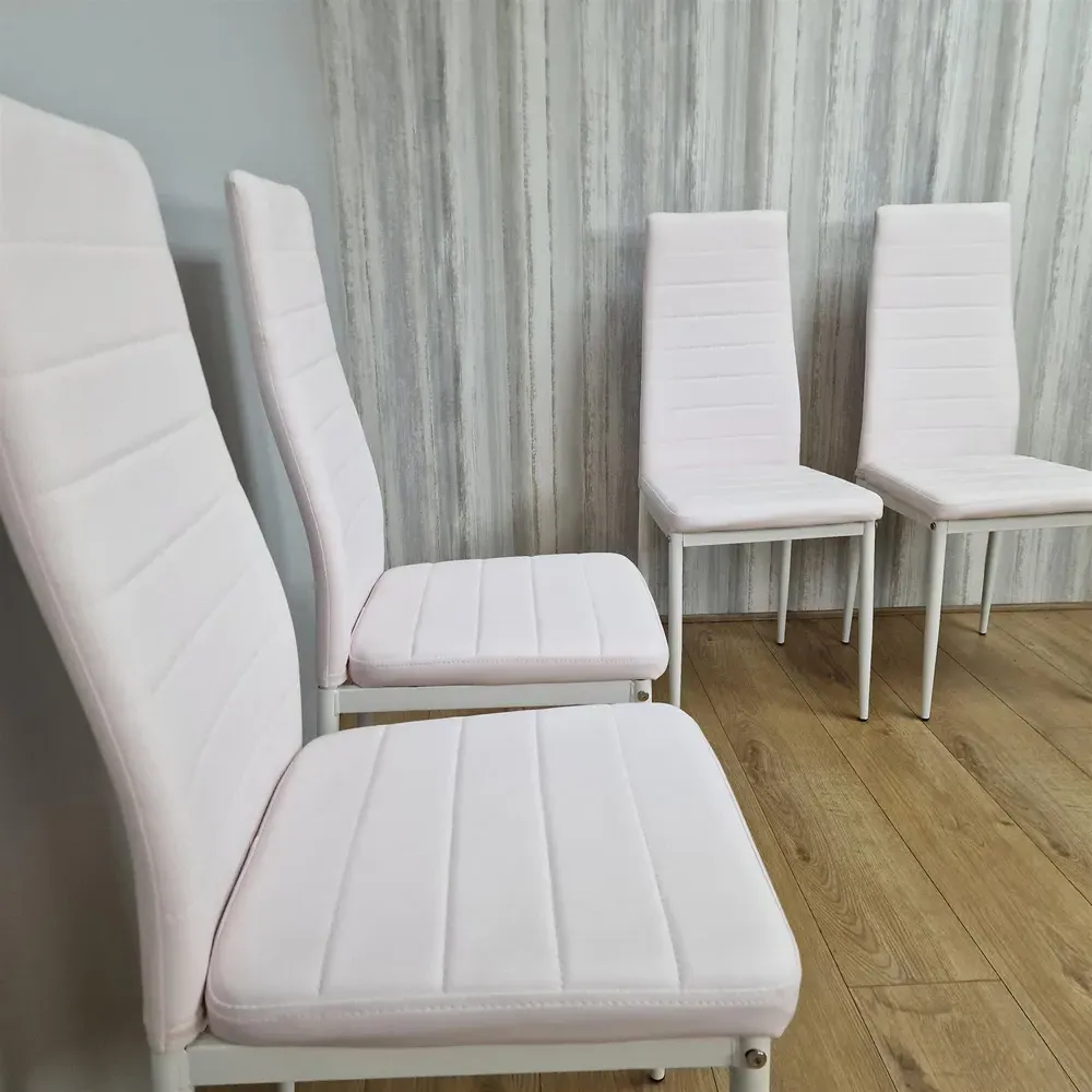 Denver Set of 4 Dining Chairs - Pink, Faux Leather