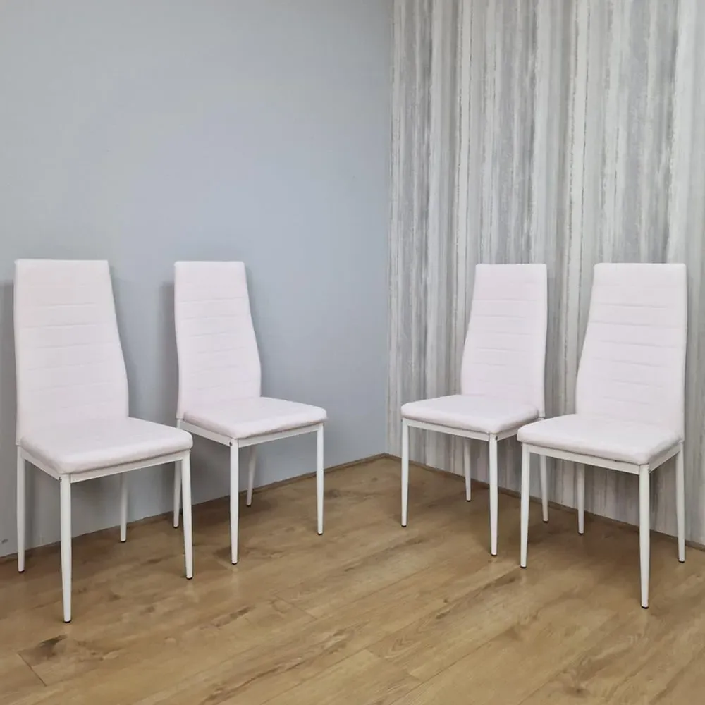 Denver Set of 4 Dining Chairs - Pink, Faux Leather