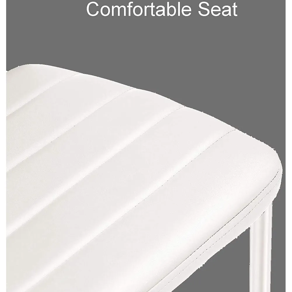 Denver Set of 4 Dining Chairs - White, Faux Leather