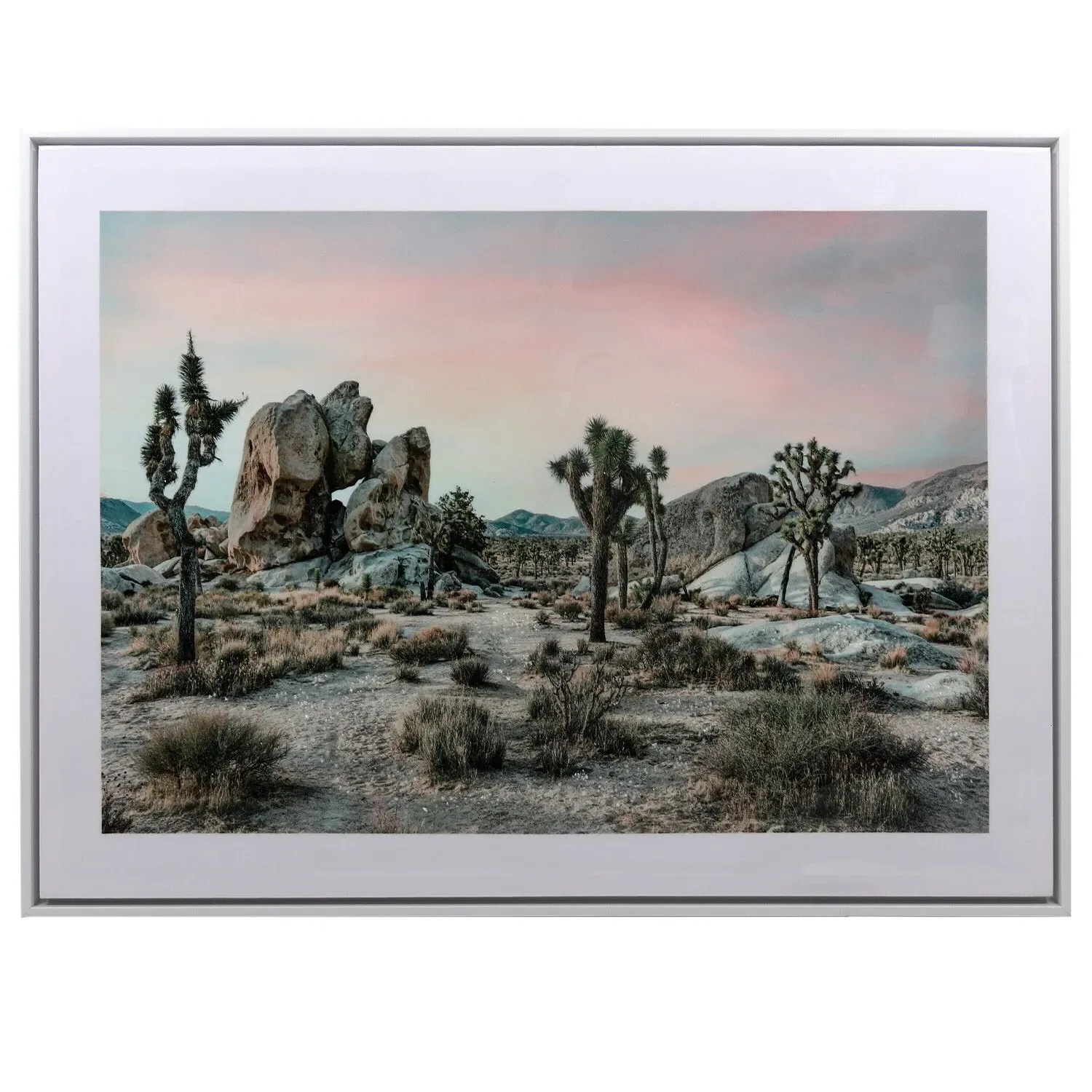 Desert Landscape Gloss Wall Art 80 x 60cm - White