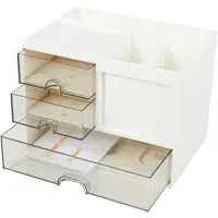 Desk Organiser with Drawers - White