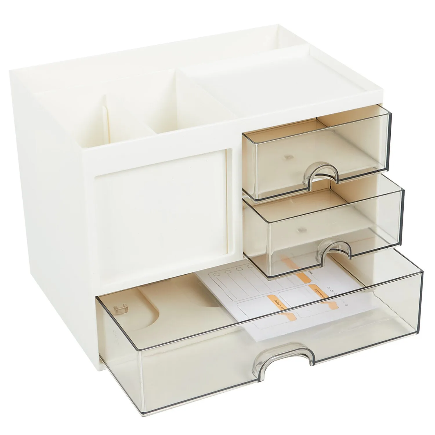 Desk Organiser with Drawers - White image