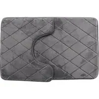 Diamond Bath and Pedestal Mat Set - Grey