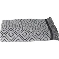 Diamond Fringe Bath Towel - Grey, Cotton