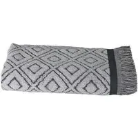 Diamond Fringe Hand Towel - Grey, Cotton